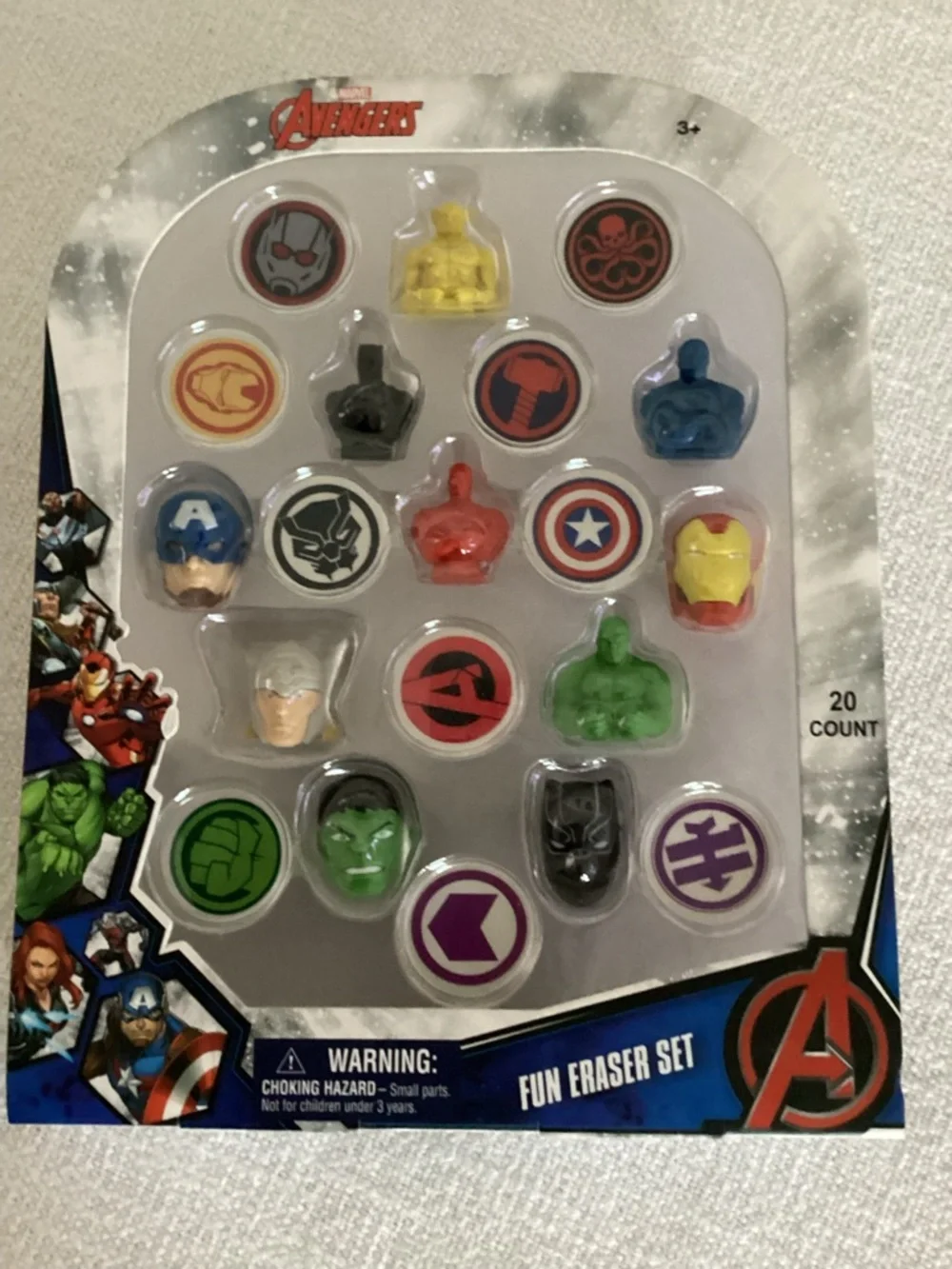 Marvel Avengers Superheroes 20 Pcs. Fun Pencil Eraser Set (3+). Factory Sealed!